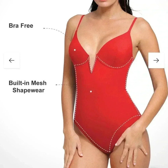 POPILUSH The Shapewear Swimsuit Deep V-Neck One-Piece Low-Back - NWT - Picture 4 of 10